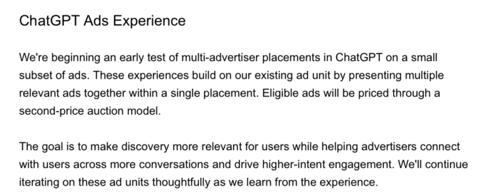 OpenAI Multi-Advertiser ChatGPT Ads