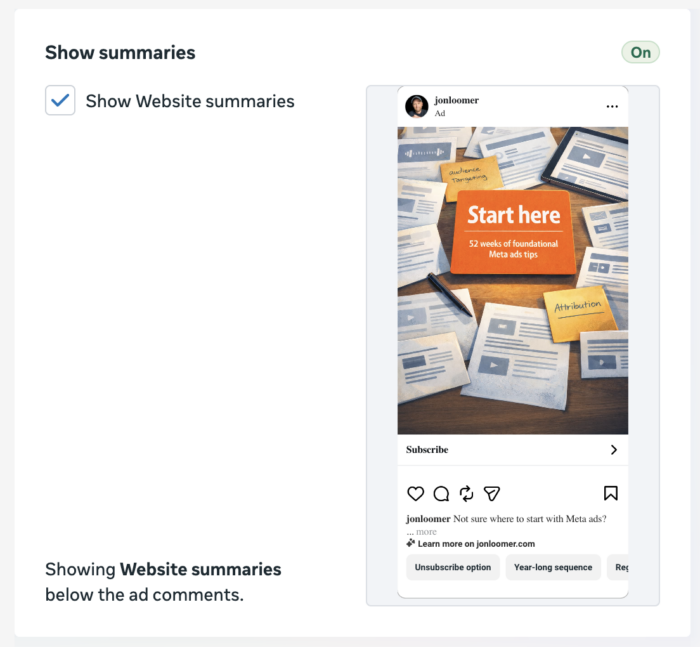 Interactive Experiences Show Summaries