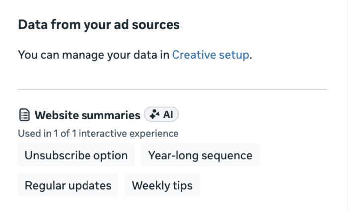 Interactive Experiences Show Summaries