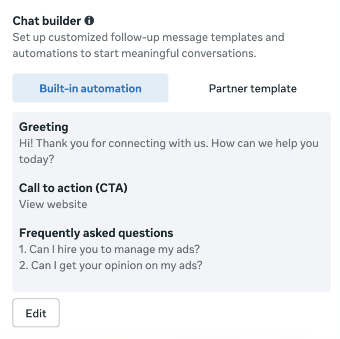 Meta Ads Chat Builder