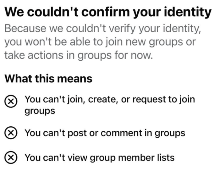 Identity Confirmation Failed