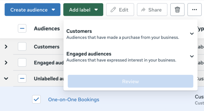 Add Label Meta Custom Audience