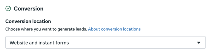 Website and Instant Forms Conversion Location