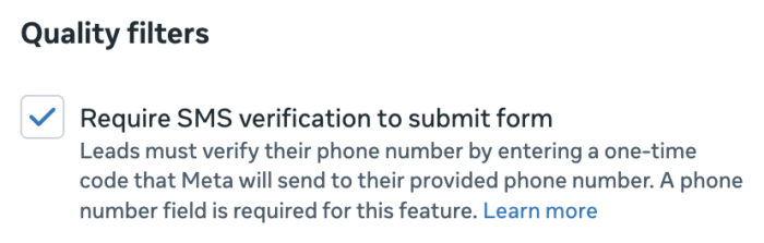 Instant Forms SMS Verification