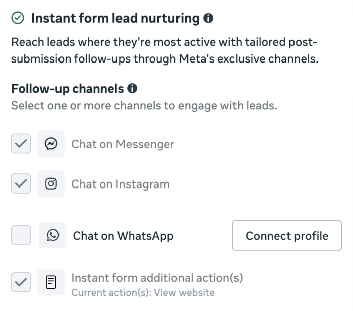 Instant Form Follow-up Channels