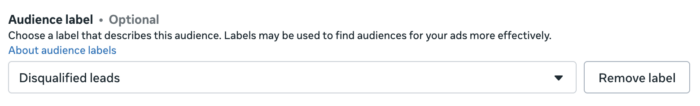 Audience Label Disqualified Leads