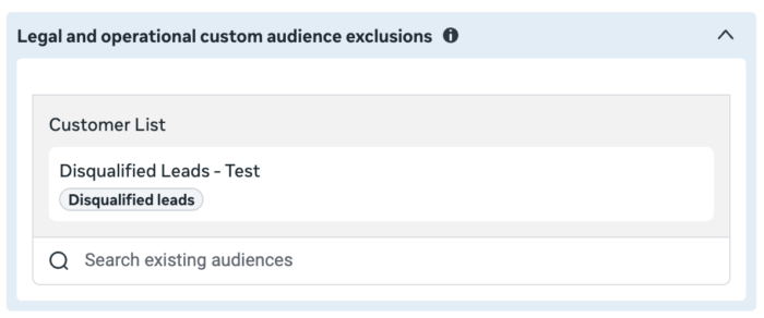 Legal and operational custom audience exclusions