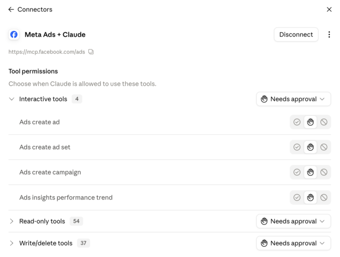 Meta Ads MCP Claude Connector Settings