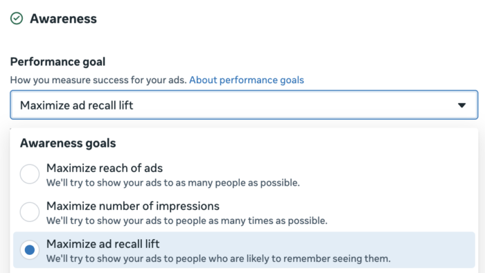 Awareness Performance Goals