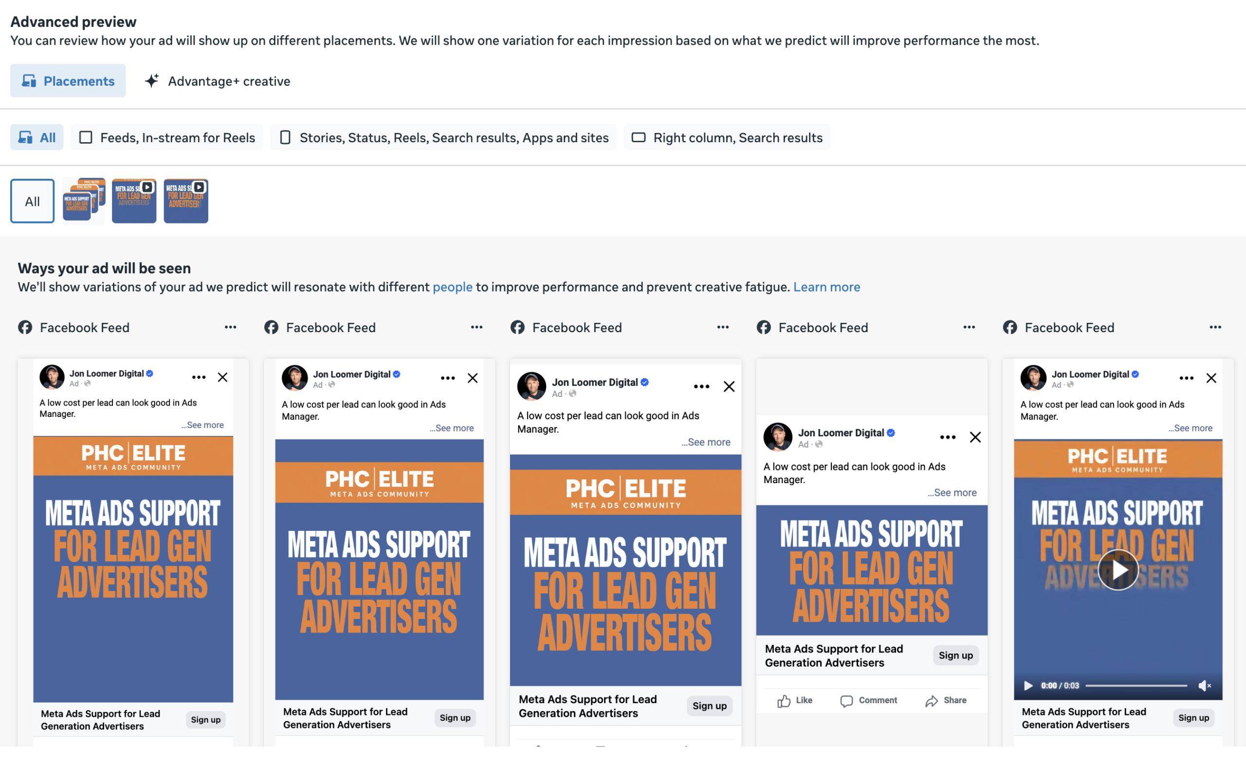 Meta Ads Advanced Preview