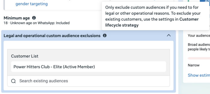 Legal and Operational Exclusions Custom Audiences