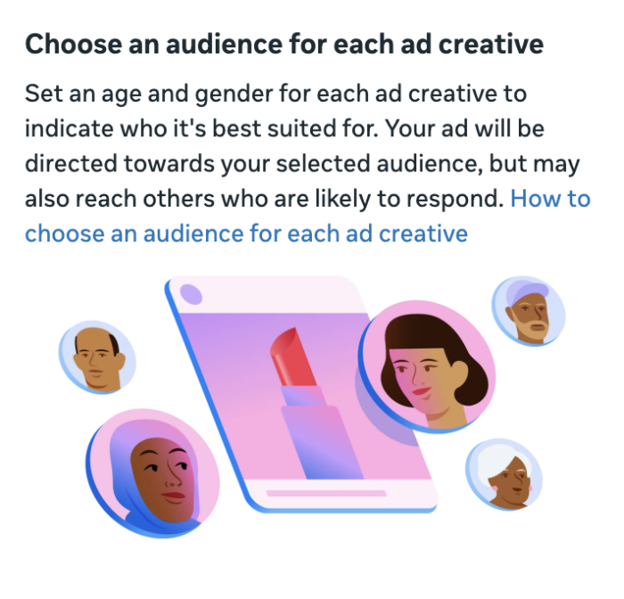 Choose an audience for each ad creative